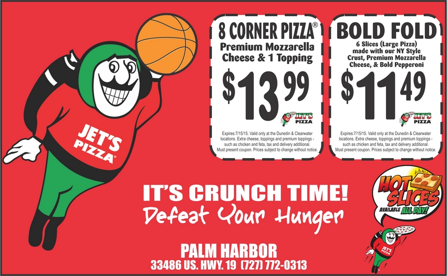 Coupon For Jet s Pizza Clearwater Dunedin Palm Harbor